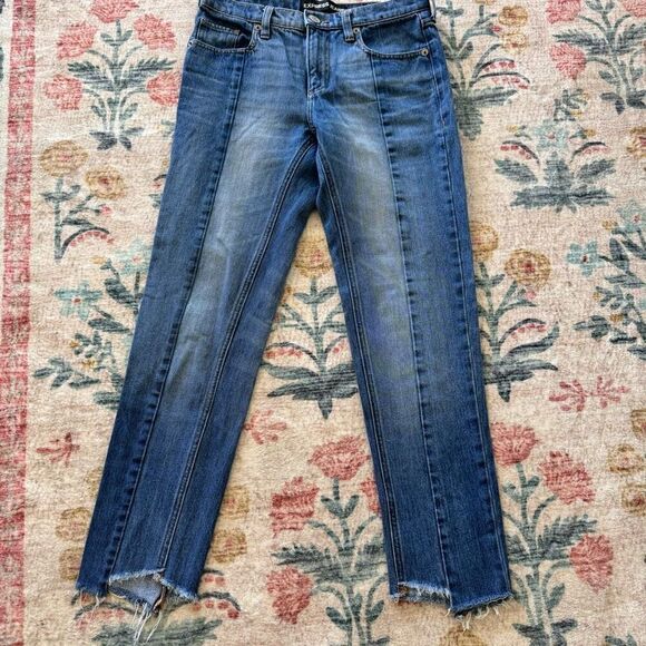 Express Raw Hem Two Toned Jeans - Picture 1 of 5